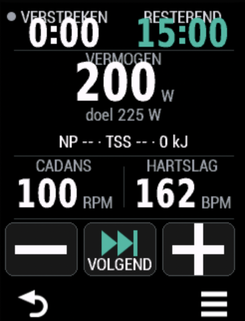 Salita ride screen on the Garmin trainer