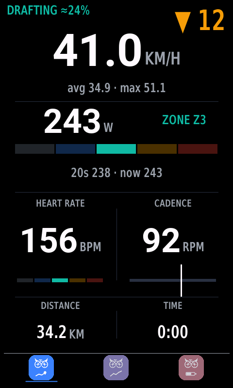 Strada mode on the Edge 1050 — the full adaptive ride screen