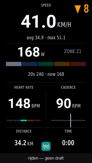 Sapere Strada field morphing between ride states on the Garmin Edge